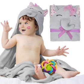 Hooded Baby Towels 33 x 33 Inch. Pink Terry Cotton Bath Towels Hooded with Elephant Face and Ears. Hooded Towels for Baby. Soft Toddler Towels for Boy