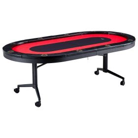 VEVOR 10 Player Foldable Poker Table, Blackjack Texas Holdem Poker Table with Padded Rails and Stainless Steel Cup Holders