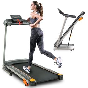 Electric Treadmill with LCD for Home Foldable 2.5HP 12KM/H, Bluetooth Music Cup, Holder Heart Rate Sensor, Cardio Exercise Machine