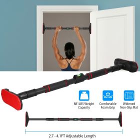 Doorway Pull Up Bar Heavy Duty Body Workout Strength Training Chin Up Bar with Foam Grips Level Meter 881LBS Weight Capacity 2.7FT-4.1FT Adjustab