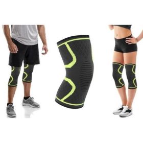 2-Pack Knee Compression Sleeve Support (Color: Lime Green, size: L)