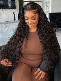 30 40 Inch Deep Wave Wig13x4 13x6 360 HD Transparent Lace Front Hd Wig HD Lace Frontal Curly Brazilian Human Hair Wigs For Women (Stretched Length, Density: 22INCHES, 180%, Color: 13x4 HD Lace Wig)