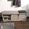 WESOME 47 Inch Modern Farmhouse Sliding X Barn Door Litterbox Bench with Entry Cutout;  Shoe Bench Multi-color Option